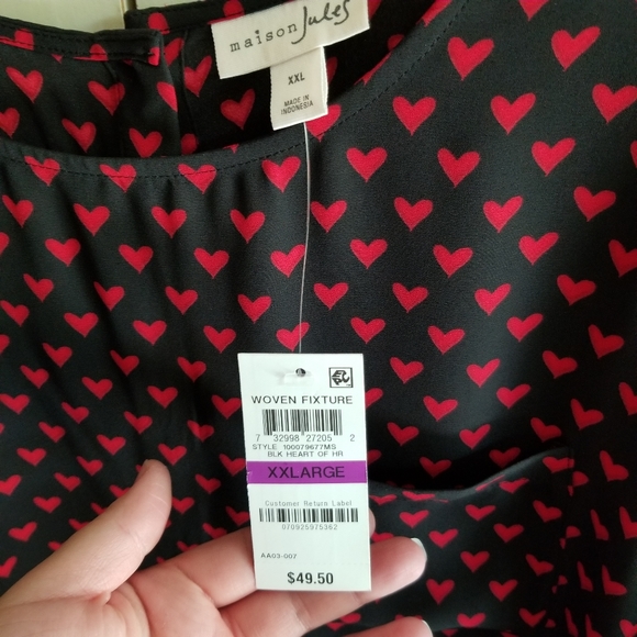 NWT- Maison Jules Heart Blouse - Picture 4 of 6